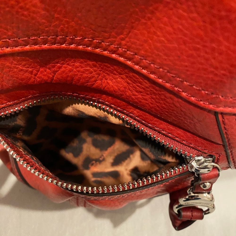 B. Makowsky Red Leather Shoulder/Crossbody Bag - Picture 10 of 13